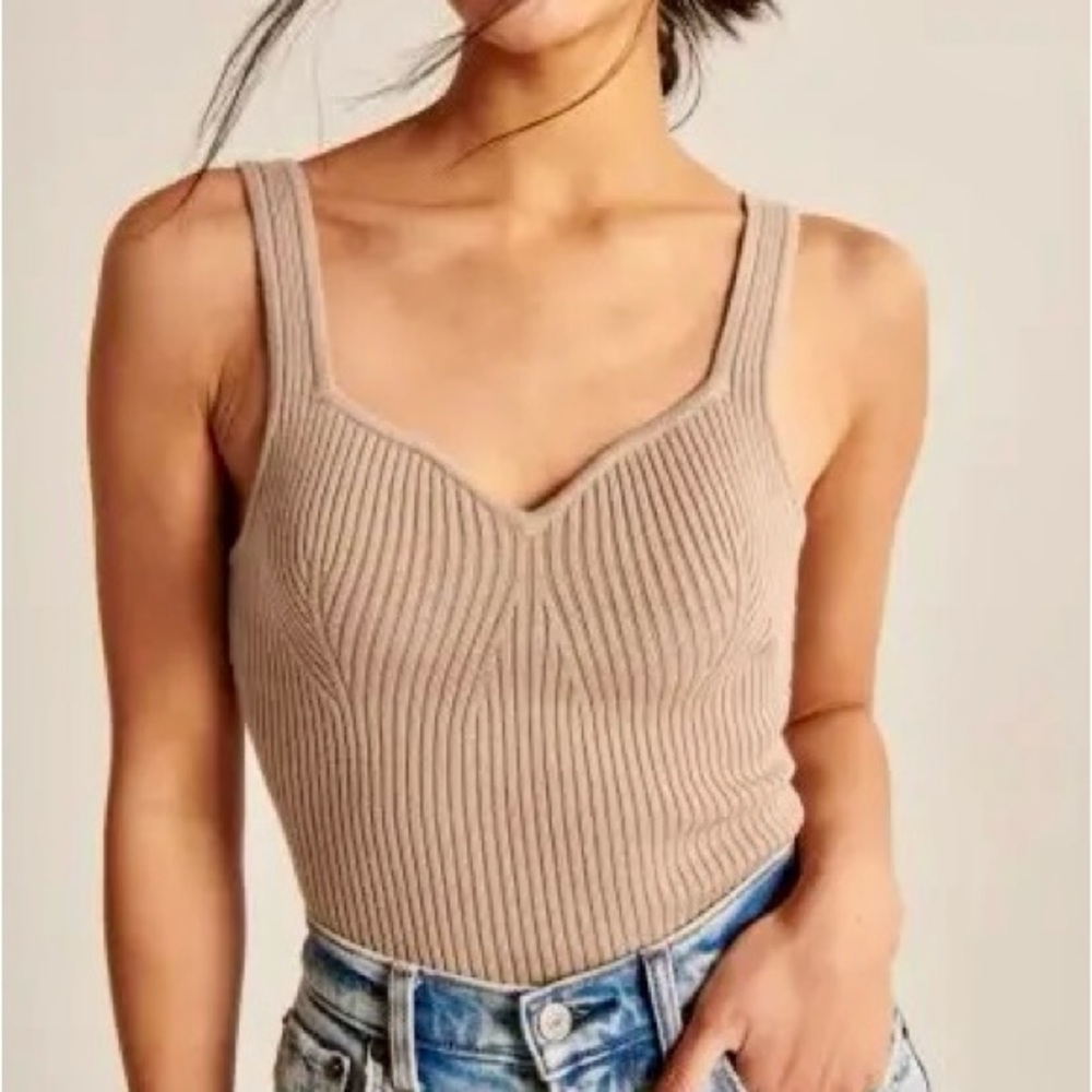 Abercrombie Sweetheart Sweater Tank Tan